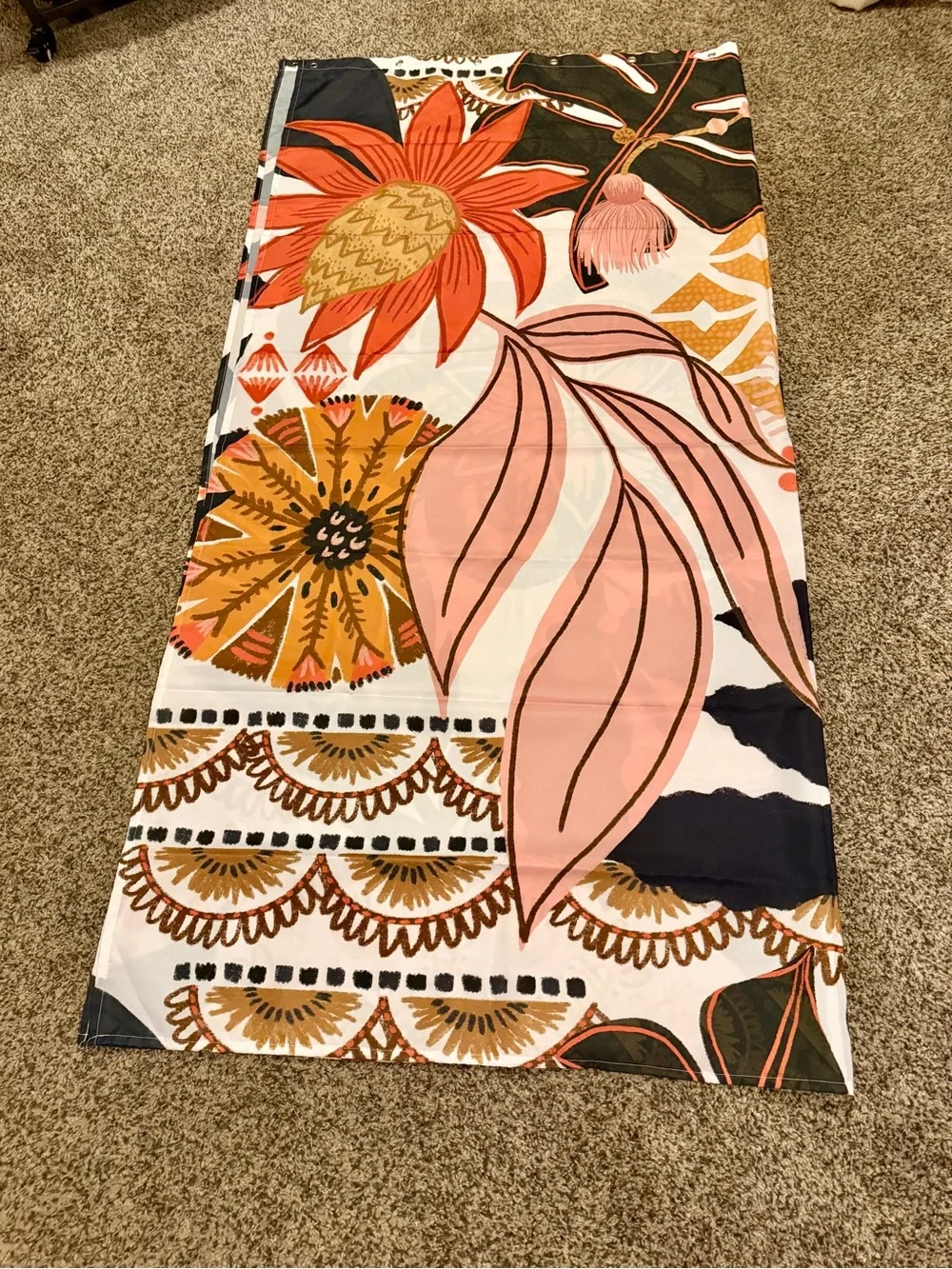 Bold Floral Shower Curtain in Pink, Orange, and Green